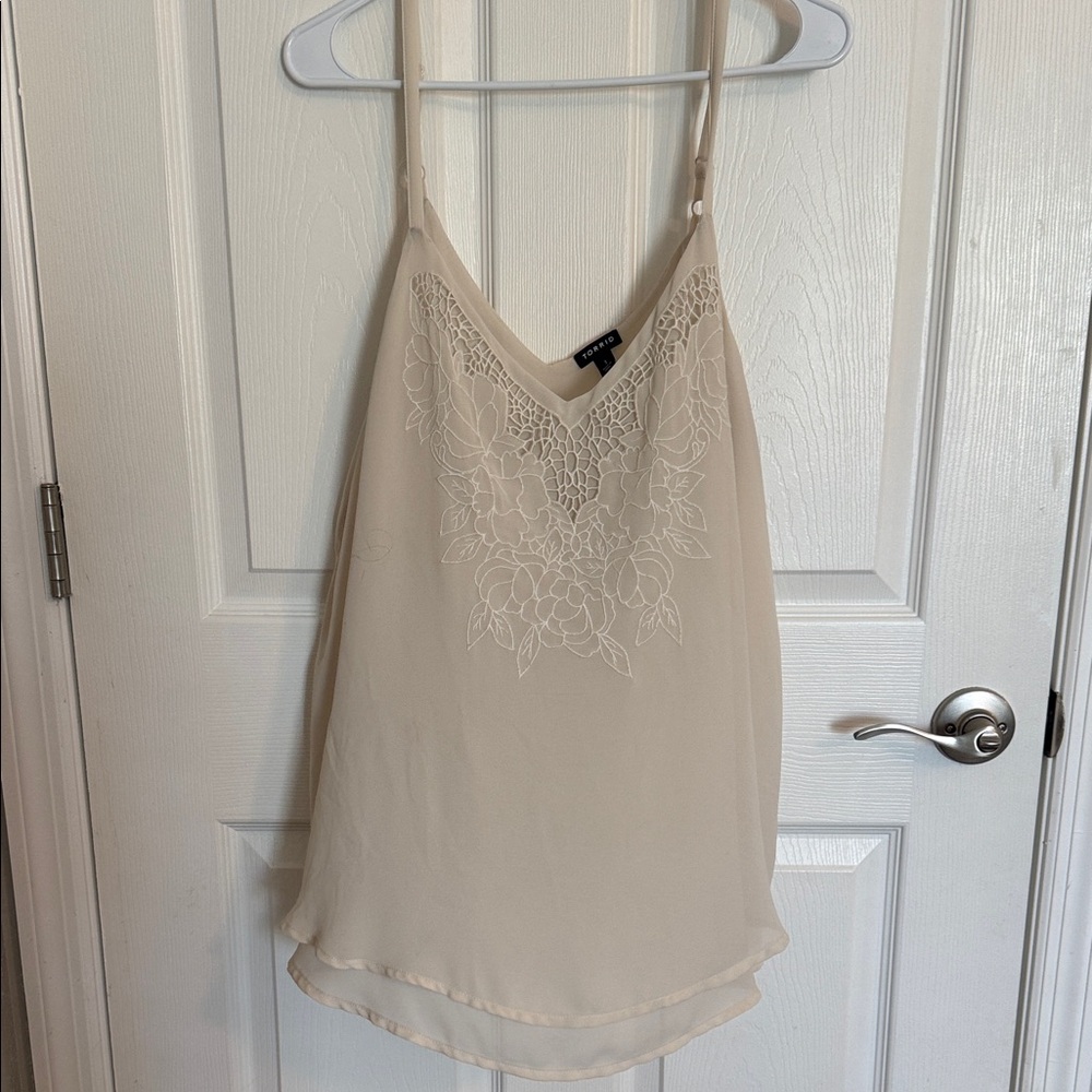 Torrid Cream Lace Detail Top